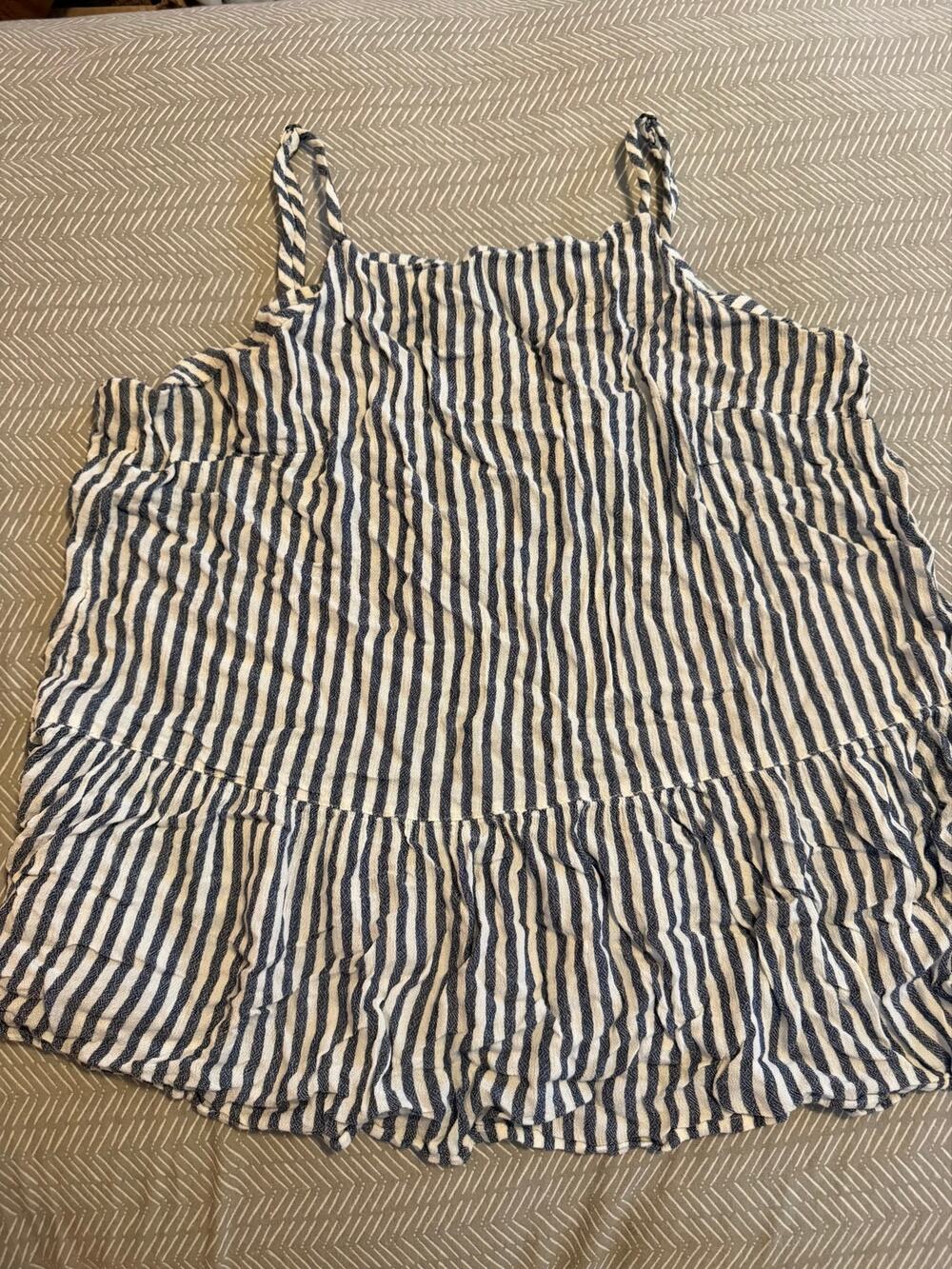 Mossimo Supply Co Women's Large Blue White Striped Peplum Tank Top